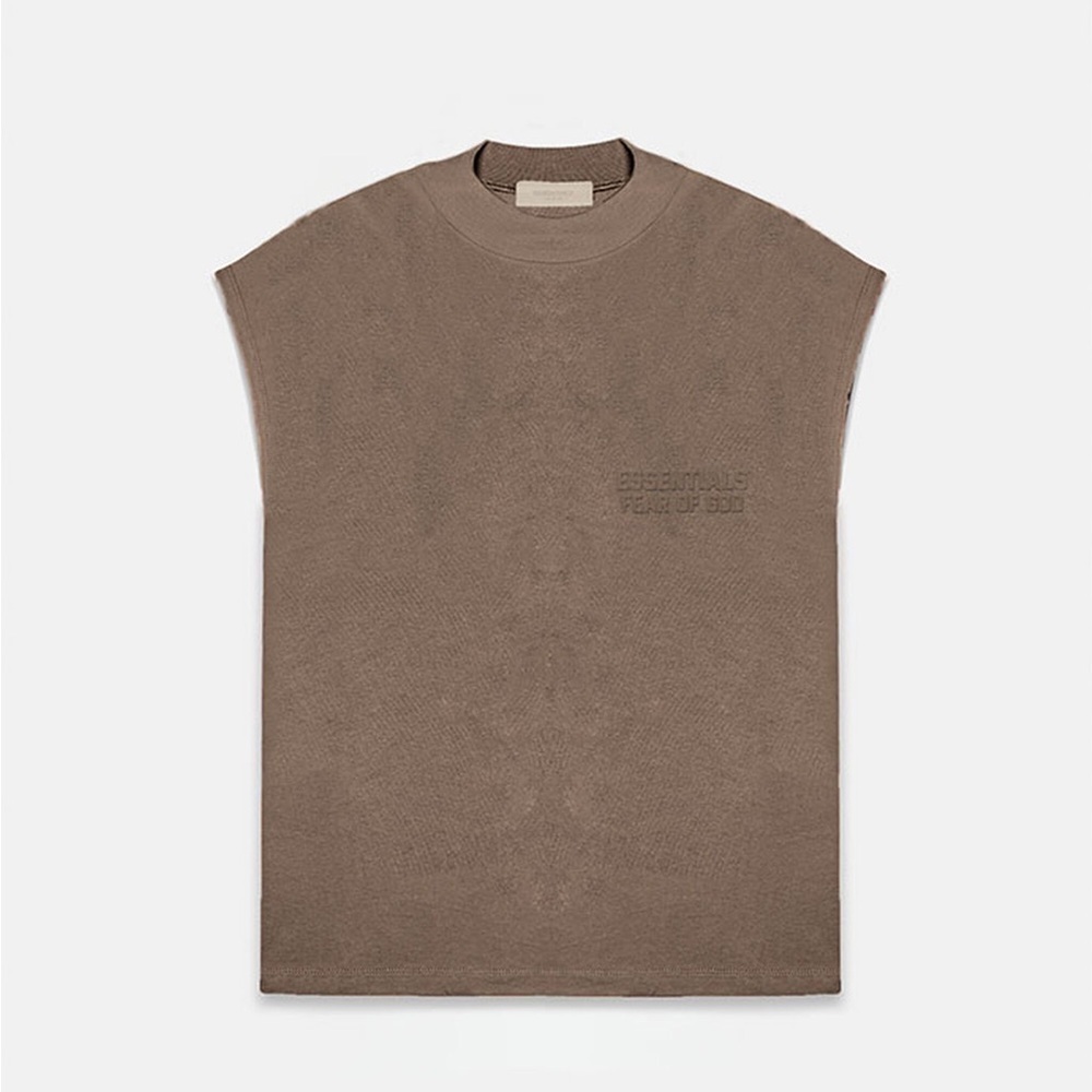 Essentials Fear of God Brown Kid’s Wood Brown Muscle T Shirt size 6/7 NWT